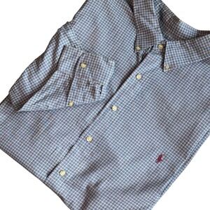 Ralph Lauren Shirt Men's 3XB Blue Plaid Check‎ Button Down  Long Sleeve Shirt